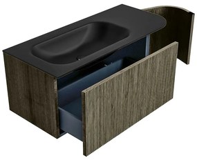 Mondiaz Kurve 105cm badmeubel ronding rechts shadow met 1 lade en deur en wastafel big small links zonder kraangat urban