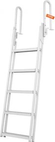 VEVOR Dock Ladder, 5-traps opvouwbare, 350 lbs aluminium pontonbootladder met brede treden en antislip sporten, zwevende tredenladder voor het instappen op schepen/meren/zwembaden/oceaan