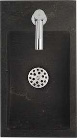 Saqu Nature Collection fonteinset met moderne chromen kraan rechts natuursteen
