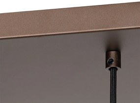 Art Deco hanglamp donkerbrons met amber glas 8-lichts - Sandra