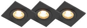 Set van 3 badkamer inbouwspots zwart vierkant IP44 - Xena Modern GU10 IP44 Lamp