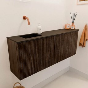 Mondiaz Joya 110cm toiletmeubel ronding rechts walnut met wastafel faye links zonder kraangat urban