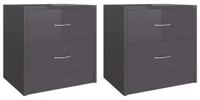 vidaXL Nachtkastjes 2 st 40x30x40 cm spaanplaat hoogglans grijs