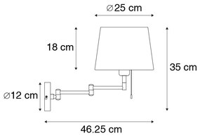 Stoffen Smart wandlamp met dimmer brons met witte kap incl. Wifi A60 - Ladas Deluxe Modern E27 rond Binnenverlichting Lamp