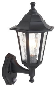 Buiten wandlamp zwart met bewegingssensor IP44 - New Haven Hammered