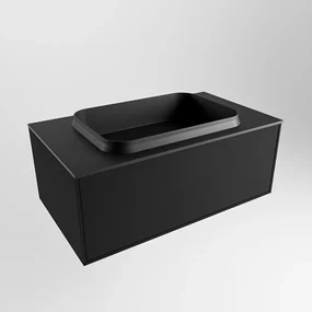 Mondiaz Erin 80cm badmeubel Urban met 1 lade en zwarte wastafel midden 1 kraangat