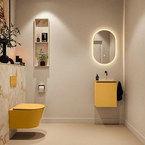 Mondiaz Ture DLux toiletmeubel 40cm ocher met wastafel frappe rechts zonder kraangat