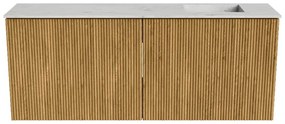 Mondiaz Joya DLux 100cm toiletmeubel oak met wastafel faye rechts zonder kraangat opalo