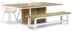 Tuinset 6 personen 220 cm Kunststof /Aluminium/teak Wit Lifestyle Garden Furniture Salina/Los