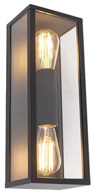 Buitenlamp met dimmer Smart wandlamp met dimmer zwart 38 cm 2-lichts IP44 incl. Wifi ST64 - Charlois Design E27 IP44 Buitenverlichting