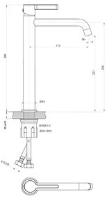 Sapho Iconic wastafelkraan met gebogen uitloop 31cm zwart mat