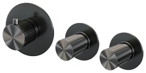 Brauer Stripe inbouw badkraan met staafhanddouche gunmetal geborsteld PVD