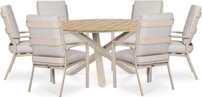 Tuinset Ronde Tuintafel 6 personen 150 cm Aluminium Zand/Beige Lifestyle Garden Furniture Lecce/Ancona
