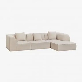Rechte Modulaire Chaise Longue Bank Van 3 Delen Bekleed Met Cardea Chenille Crèmebeige - Sklum