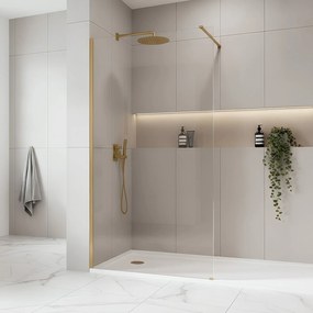 Walk-in douchewand Rea Flexi Transparent / Brush Gold 80