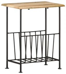 vidaXL Tijdschriftenrek 40x30x50 cm massief mangohout en staal