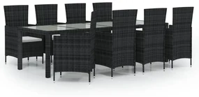 vidaXL 9-delige Tuinset met kussens poly rattan bruin