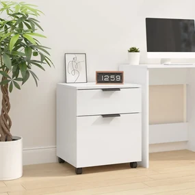 vidaXL Dossierkast verrijdbaar 45x38x54 cm bewerkt hout hoogglans wit