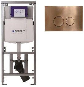 Geberit Inbouwreservoir UP320 met QeramiQ metal bedieningsplaat - dualflush - ronde knoppen - metaal koper SW706196 0701131