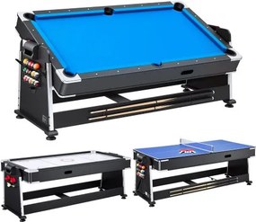 VEVOR 3-in-1 speeltafelcombinatie: airhockeytafel, biljarttafel en tafeltennistafel voor gezellige avonden met het gezin, feestjes en entertainment. Snel te wisselen dankzij het flip-design, luchtcirculatiesysteem en complete accessoireset.