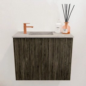 Mondiaz Joya DLux 50cm toiletmeubel shadow met wastafel faye links 1 kraangat glace