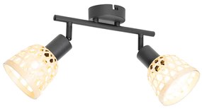 Oosterse spot zwart met bamboe 2-lichts - Rayan