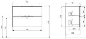 Sapho Cirasa Compact wastafel onderkast 78x39x54cm eiken