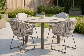 Tuinset Ronde Tuintafel 4 personen 140 cm Rope Taupe  Santika Furniture Santika