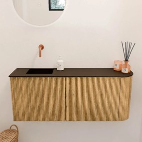 Mondiaz Joya 100cm toiletmeubel ronding rechts oak met wastafel faye links zonder kraangat urban