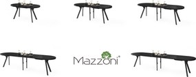 Mazzoni EXPANSO Zwart mat / zwarte poten - OVALE UITSCHUIFTAFEL 160-360 cm VOOR 16-18 PERSONEN