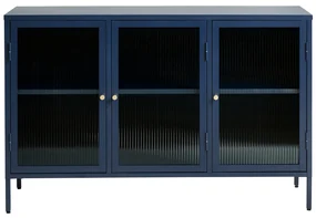 Dressoir Met Ribbelglas Blauw - 132x40x85cm.
