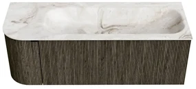 Mondiaz Kurve-dlux 125cm badmeubel ronding links shadow met 1 lade en deur en wastafel big medium kraangat rechts frappe