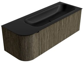 Mondiaz Kurve 125cm badmeubel ronding links shadow met 1 lade en deur en wastafel big medium kraangat rechts urban