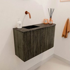 Mondiaz Joya DLux 70cm toiletmeubel ronding rechts shadow met wastafel faye links zonder kraangat lava