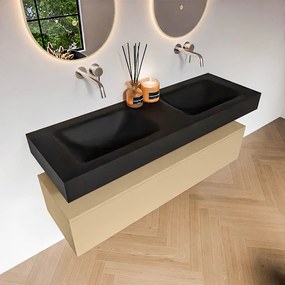 Zaro Alan badmeubel 140cm sand 1 lade met vrijhangende wastafel cloud dubbel zonder kraangat urban