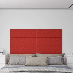 vidaXL Wandpanelen 12 st 3,24 m² 90x30 cm kunstleer wijnrood