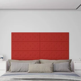 vidaXL Wandpanelen 12 st 3,24 m² 90x30 cm kunstleer wijnrood