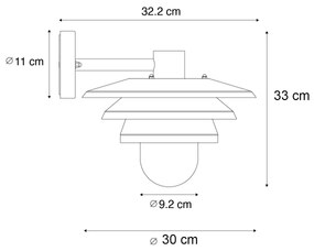 Design buiten wandlamp zwart IP44 - Morty Design E27 IP44 Buitenverlichting rond