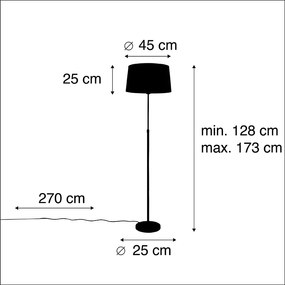 Vloerlamp zwart met donkergrijze linnen kap 45 cm - Parte Klassiek / Antiek E27 cilinder / rond rond Binnenverlichting Lamp