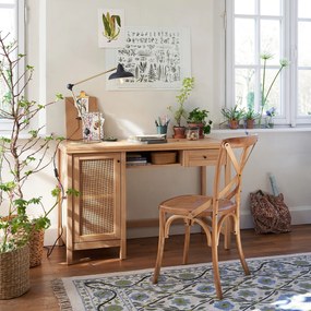 Set van 2 stoelen in eik en rotan Cedak