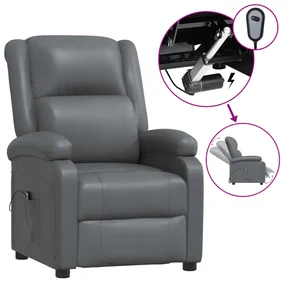 vidaXL Fauteuil verstelbaar elektrisch kunstleer antracietkleurig