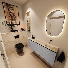 MONDIAZ TURE-DLUX 120cm toiletmeubel Plata. EDEN wastafel Frappe positie rechts. Zonder kraangat. TUREDX120PLAR0FRA