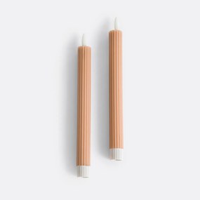Set van 2 gestreepte wax LED-kaarsen, Caspar