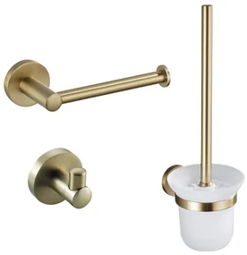 Fortifura Calvi Toiletset - toiletborstelhouder - open - handdoekhaak - toiletrolhouder - zonder klep - geborsteld messing (goud) SW639937/SW639940/SW639941