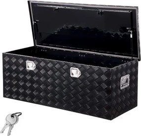 VEVOR Aluminium gereedschapskist voor op de laadbak van een vrachtwagen met zijhandgreep en afsluitbare sleutels, opbergkist voor aanhangwagen, pick-up, camper (1219,2 x 495,3 x 444,5 mm) Zwart