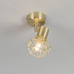 Set van 4 Art Deco Spot / Opbouwspot / Plafondspot messing draai- en kantelbaar - Mosh Modern E14 rond Binnenverlichting Lamp