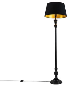 Smart vloerlamp zwart met kap zwart met goud 45 cm incl. Wifi A60 - Classico