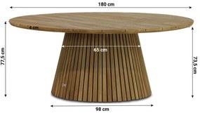 Dining Tuintafel rond 180 cm Ø Old teak greywash Fungo