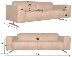 3 zitsbank - Lambada - leer Hunter grijs 104