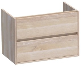 BRAUER Nexxt Wastafelonderkast - 80x46x55cm - 2 greeploze softclose lades - 1 sifonuitsparing - hout - white oak 1072WOG